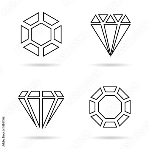 diamond line icon jewellery set illustration in black