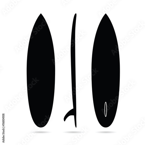 surfboard set in black color water illustration