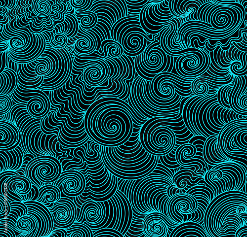 Beautiful abstract vector seamless wavy texture with curling lines like sea waves Decorative vector endless pattern. You can use any color of background or foreground