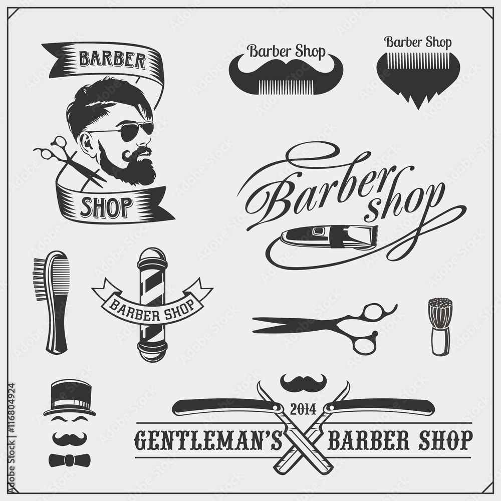 Barbershop vintage retro badge Poster for Sale by Level Up Designs