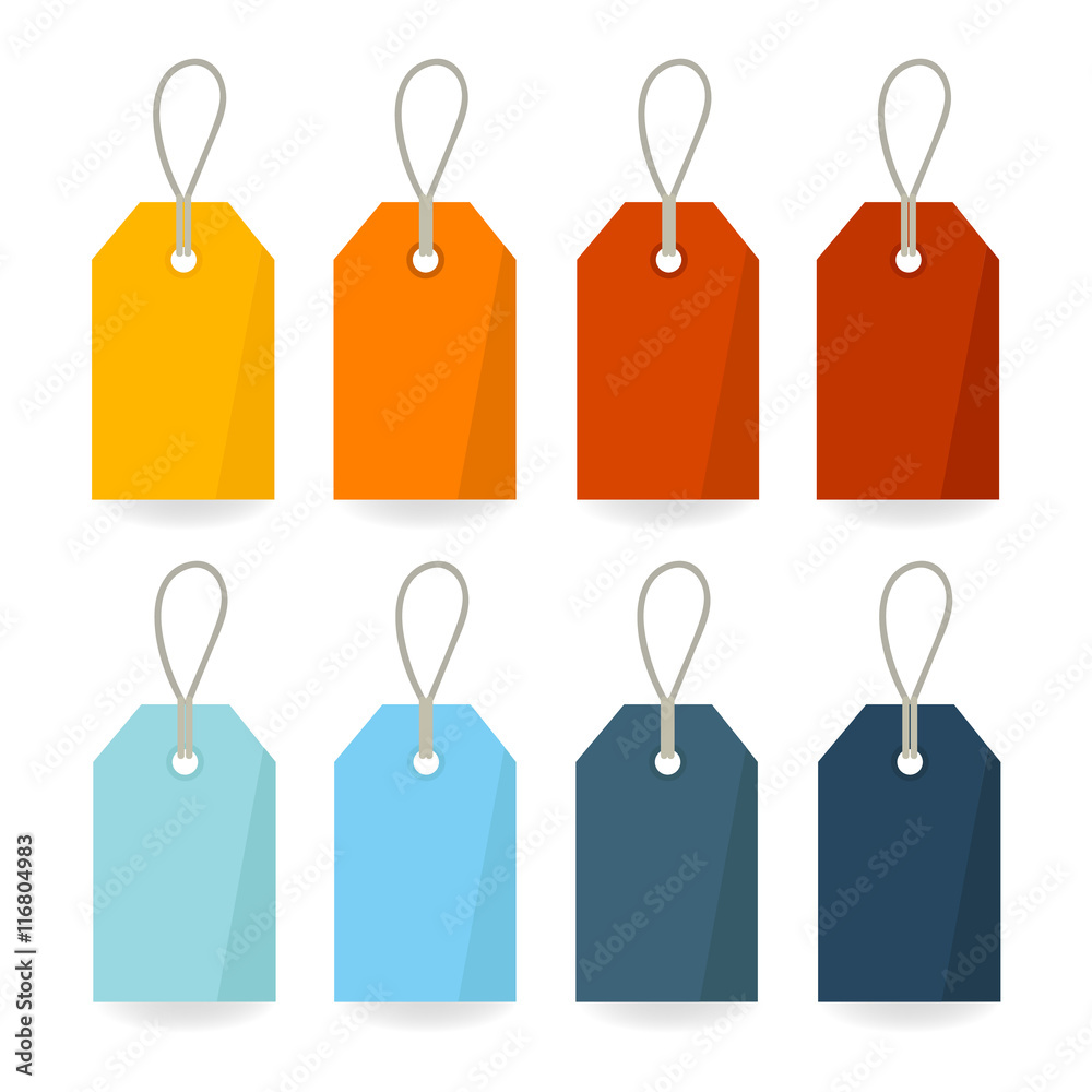 Empty Retro Colorful Vector Labels with Strings Isolated on Whit