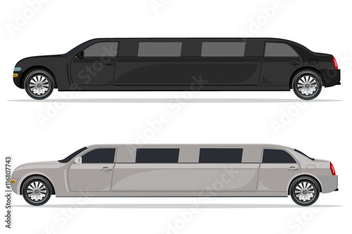 white and black limousine  design element  flat  vector illustration