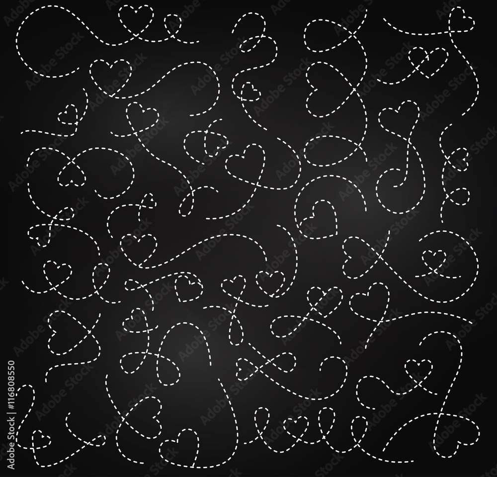 Vector Set of Chalkboard Dotted Arrows and Connecting Lines with Hearts Vector Set of Chalkboard Dotted Arrows and Connecting Lines with Hearts