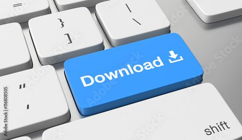 Vászonkép Download text written on keyboard button