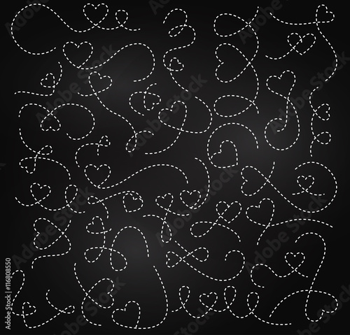 Vector Set of Chalkboard Dotted Arrows and Connecting Lines with Hearts