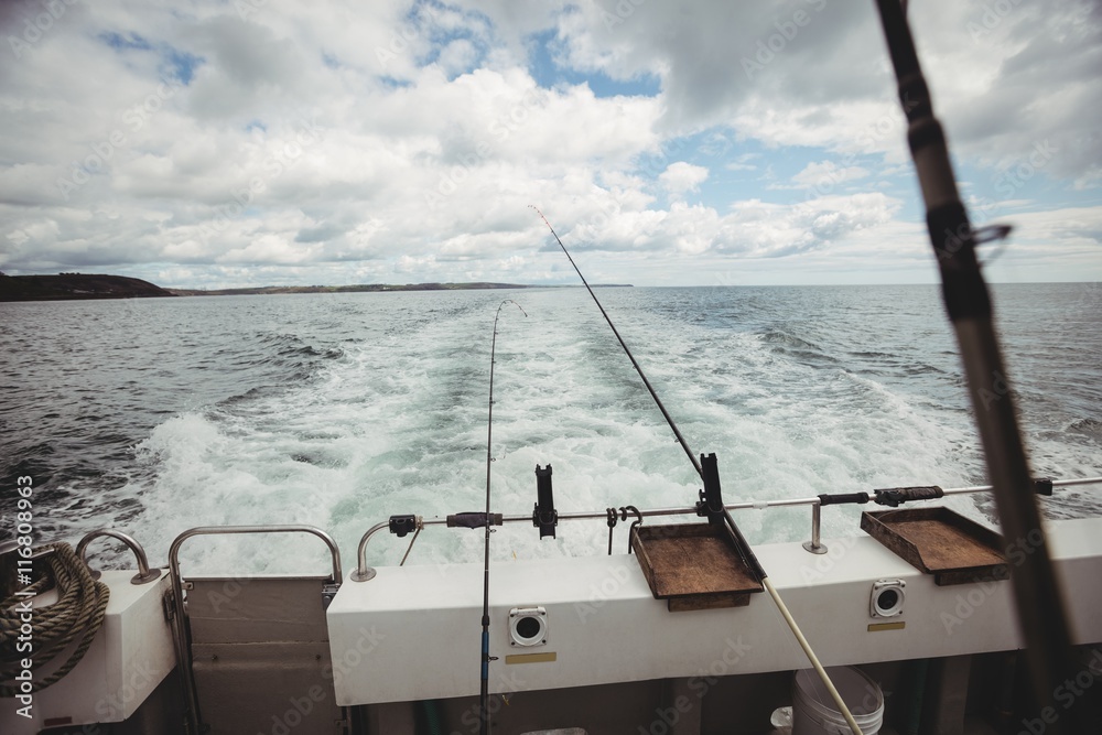 Fishing rods on fishing boat Fishing rods on fishing boat