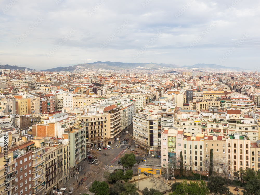Luftaufnahme der Stadt Barcelona, Katalonien, Spanien