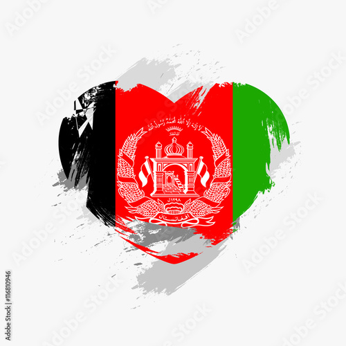 Flag of Afghanistan isolated on grunge heart