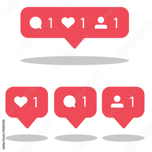 Social network icons pack. Like, comment, follow.