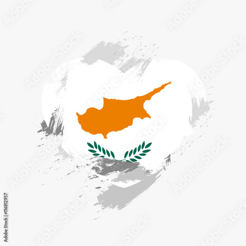 Flag of Cyprus isolated on grunge heart