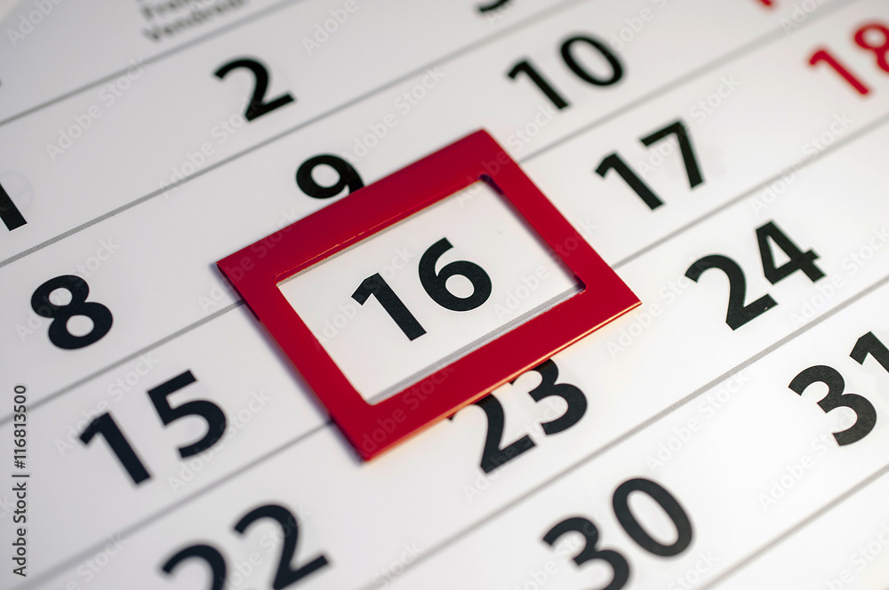 Closeup of dates on calendar page Closeup of dates on calendar page