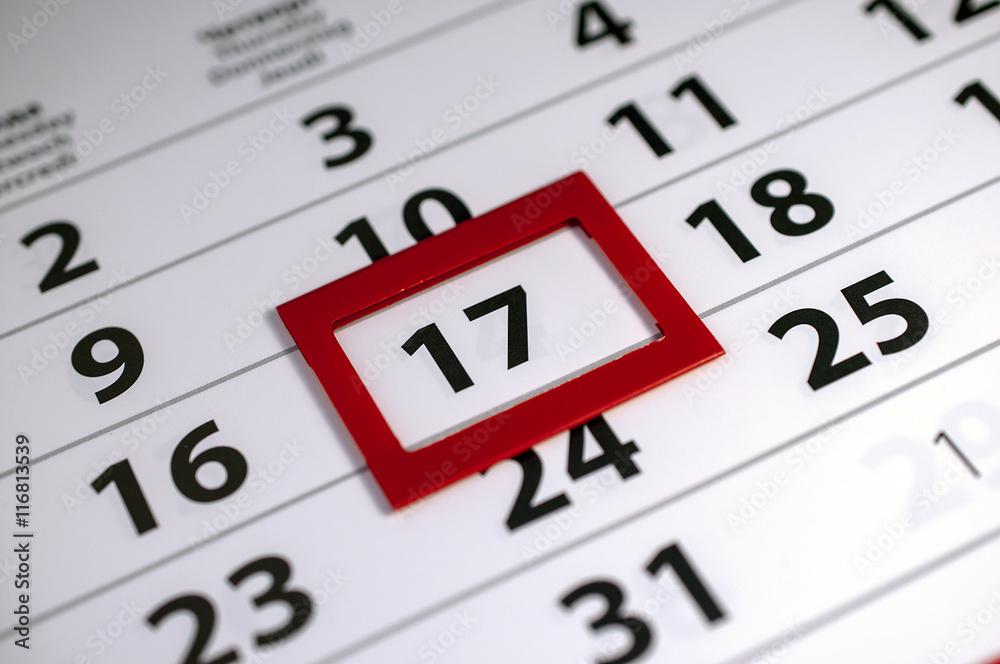 Closeup of dates on calendar page Closeup of dates on calendar page
