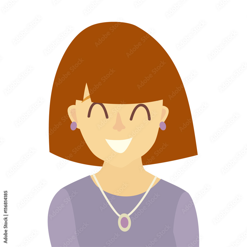 Happy girls icon vector. Young woman icon illustration. Face of people icon flat cartoon style. Person people head, isolated avatar on white background Happy girls icon vector. Young woman icon illustration. Face of people icon flat cartoon style. Person people head, isolated avatar on white background