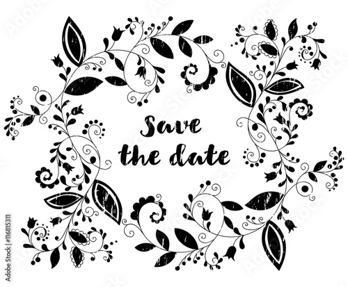 Black greeting or save the date card