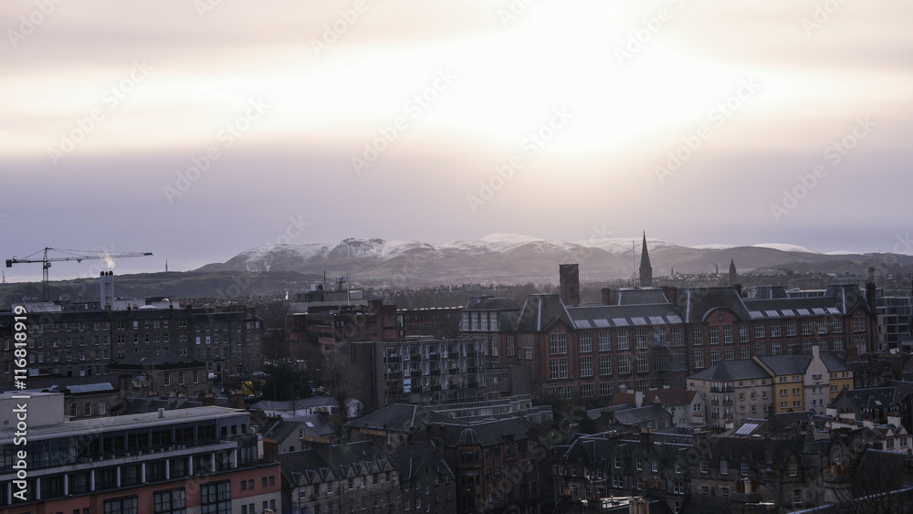 View from Edinburgh castle on Royal Mile street, Scotland, Great Britain View from Edinburgh castle on Royal Mile street, Scotland, Great Britain