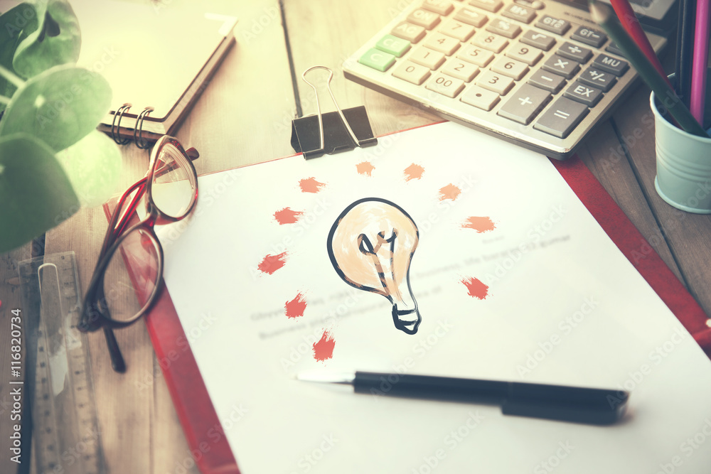 bulb on notebook bulb on notebook