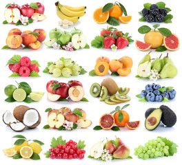 Früchte Frucht Obst Collage frische Apfel Orange Banane Orangen
