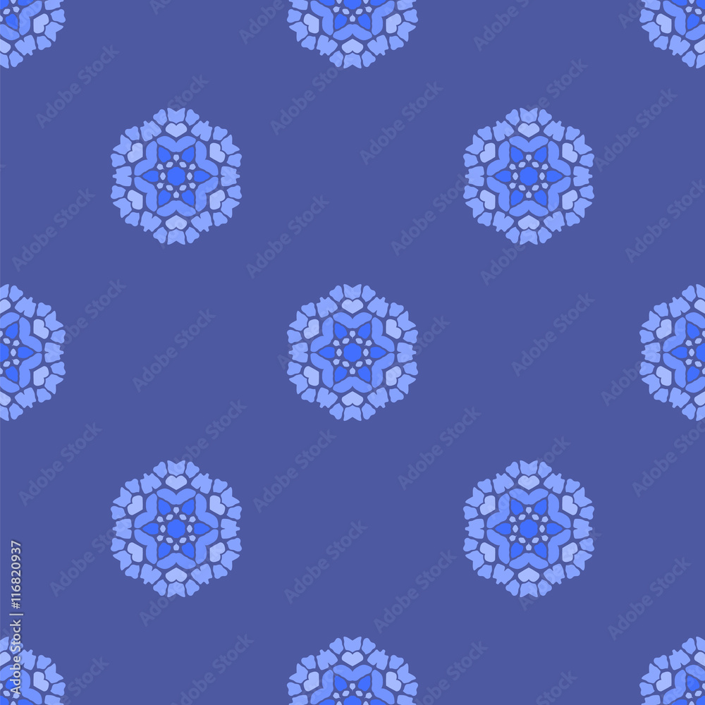 Creative Ornamental Seamless Blue Pattern. Geometric Decorative Background