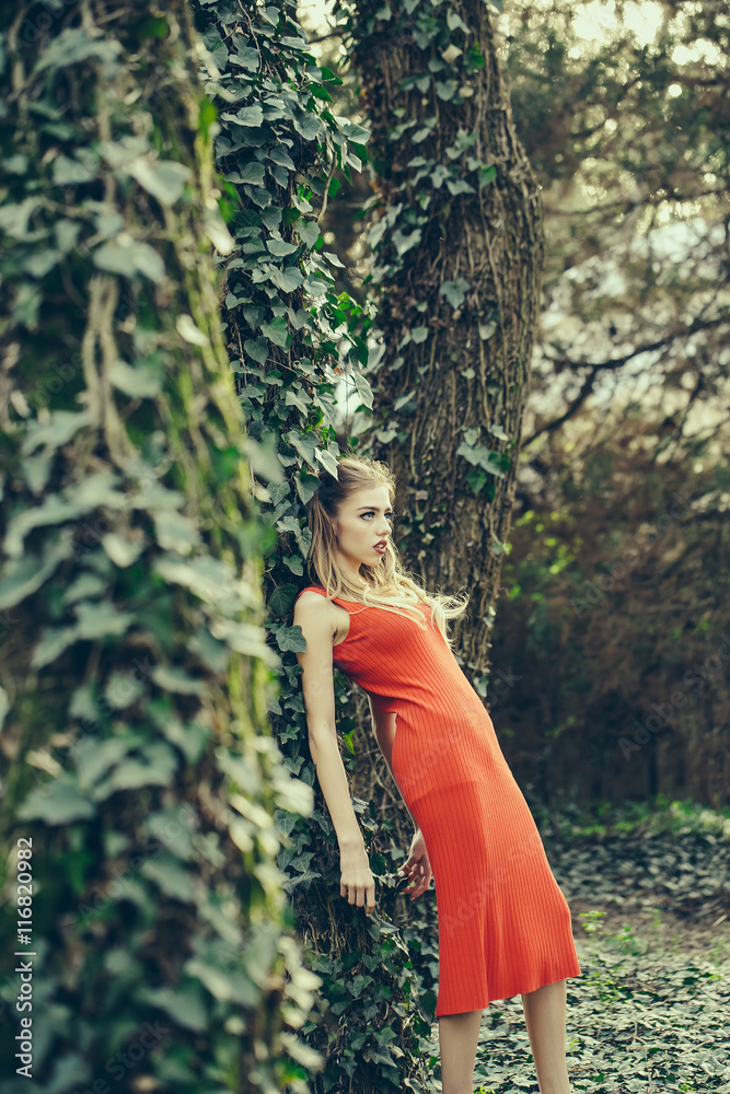 Sensual girl in forest Sensual girl in forest