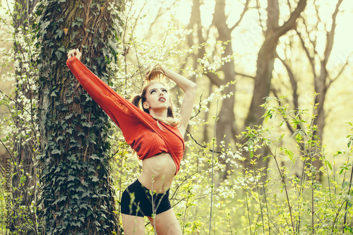 Sexy girl in forest