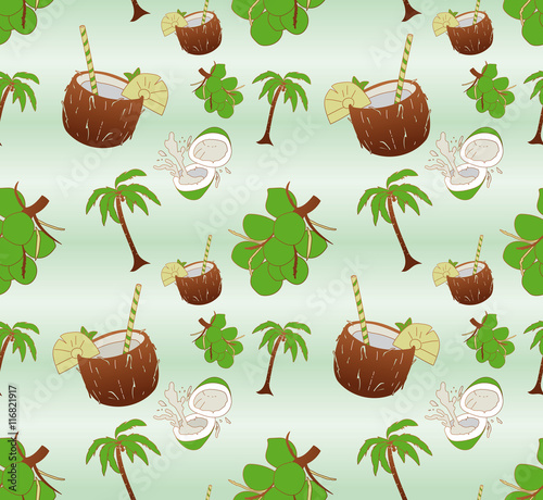 Seamless illustration coconut fruit