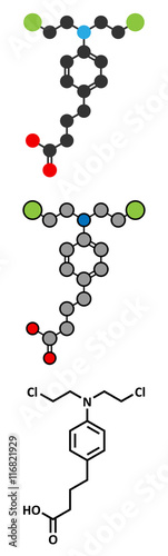 Chlorambucil leukemia drug molecule. 