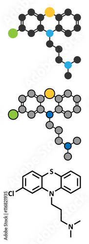 Chlorpromazine (CPZ) antipsychotic drug molecule. 