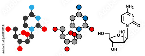 Cytarabine (cytosine arabinoside, Ara-C) chemotherapy drug molecule