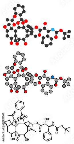 Docetaxel cancer chemotherapy drug molecule. 