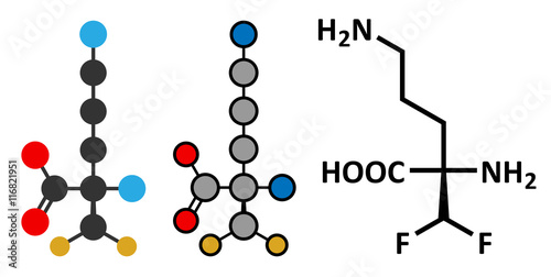 Eflornithine drug molecule. Used to treat facial hirsutism.