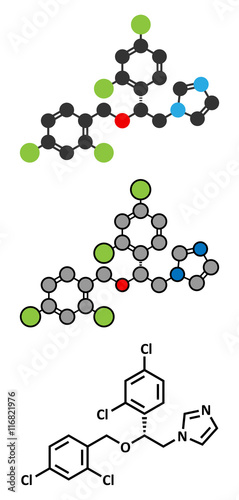 Miconazole antifungal drug molecule. Imidazole class antimycotic