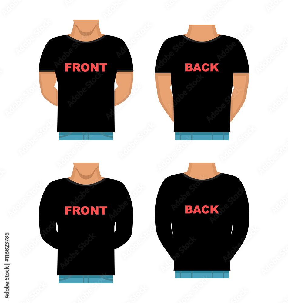 man with t-shirt and sweatshirt, vector flat mock up, template - Illustration man with t-shirt and sweatshirt, vector flat mock up, template - Illustration