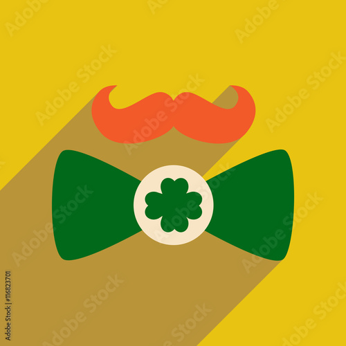 Flat web icon with long shadow mustache butterfly tie