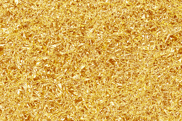 Shiny yellow gold foil texture for background and shadow. Crease