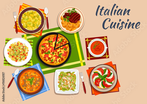 National italian cuisine menu dishes