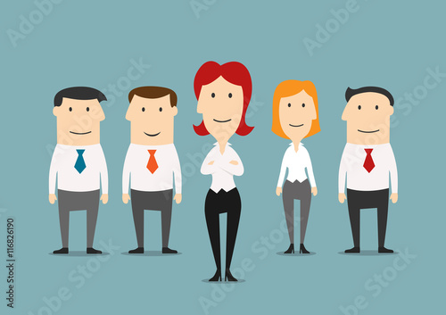 Business team of office clerks with boss