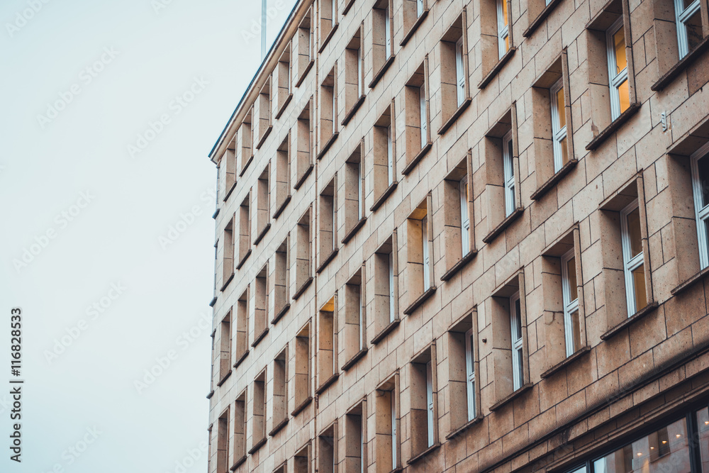 Multiple story building with block exterior Multiple story building with block exterior
