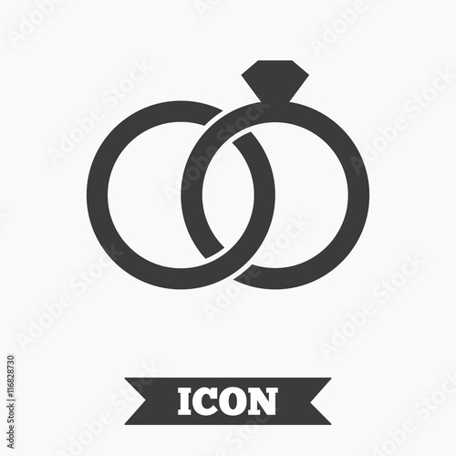 Wedding rings sign icon. Engagement symbol.