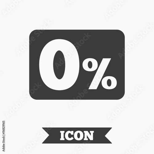 Zero percent sign icon. Zero credit symbol.