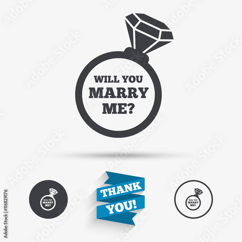 Marry me ring sign icon. Engagement symbol.
