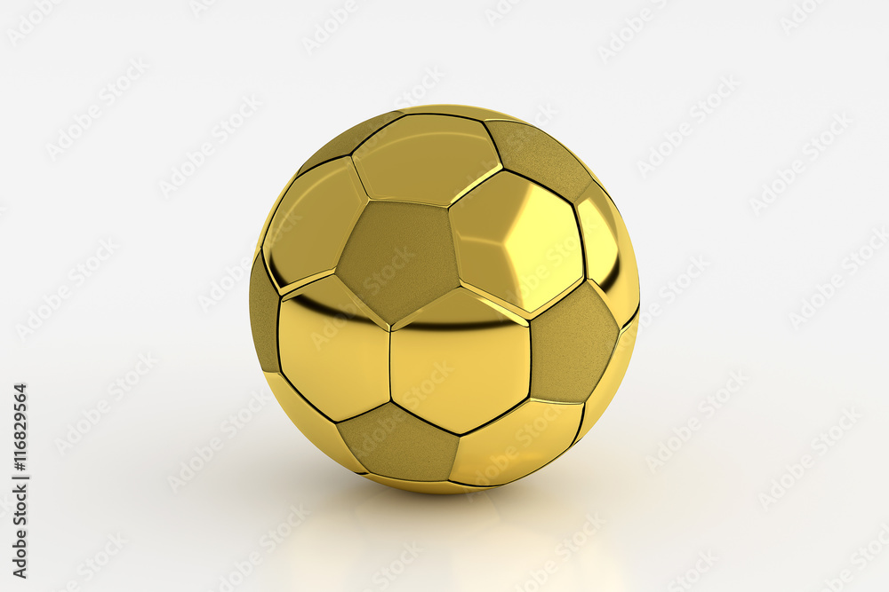 Golden Soccer Ball Isolated on White, 3D Rendering Golden Soccer Ball Isolated on White, 3D Rendering