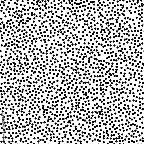 Seamless black, white abstract pattern with circles. Memphis style, 80th.