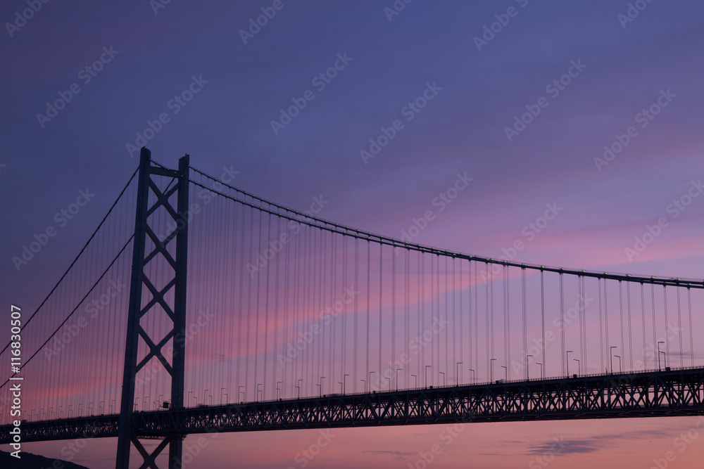 明石海峡大橋の夕景 明石海峡大橋の夕景