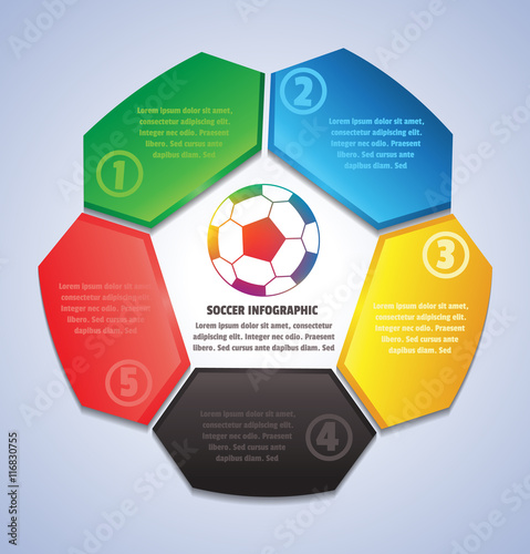Colorful soccer, Infographic element, Modern vector background.