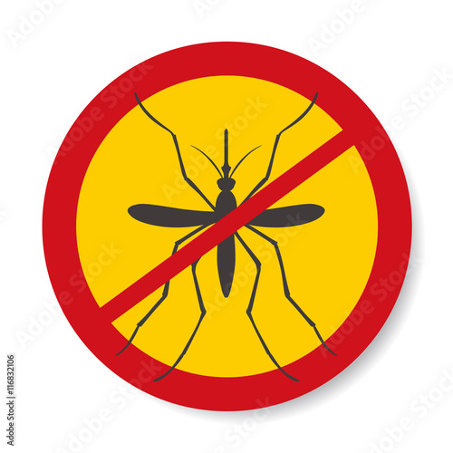 anti mosquito icon sign, a mosquito in a red crossed out circle