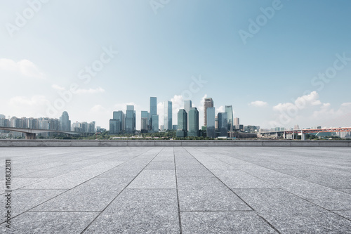 cityscape and skyline of chongqing from empty floor © zhu difeng
