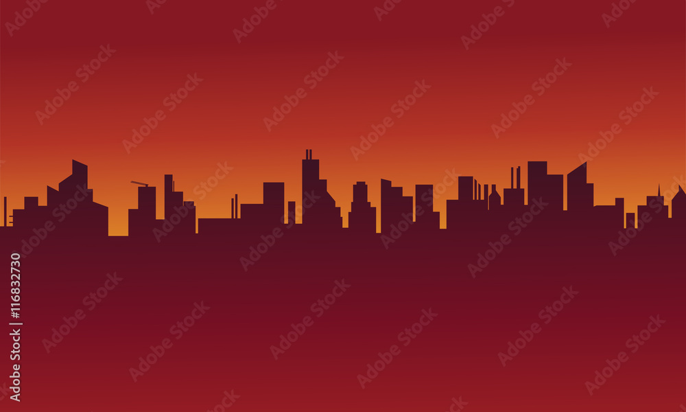 Big urban scenery silhouettes stock