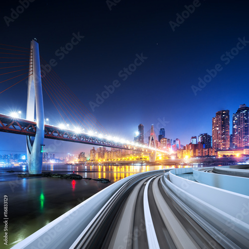 highway with cityscape and skyline near bridge of chongqing at n