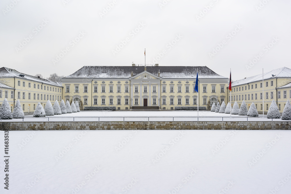 Bellevue Palace (Schloss Bellevue) in Winter, Berlin, Germany, Europe, Bellevue Palace is the official residence of the President of Germany