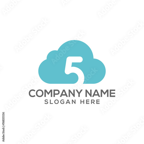 Number 5 cloud icon logo vector